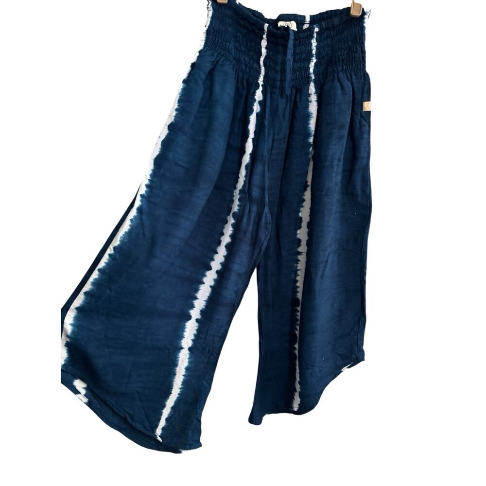 Paradise Island Size 0 - 12 Wide Leg High Rise Culottes Blue Tie Dye Smock #6531